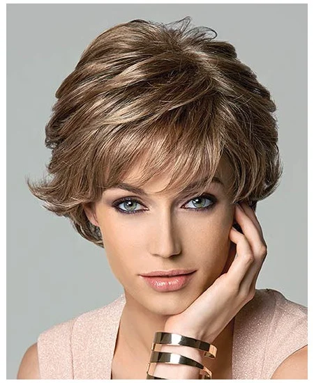 Brown Ideal Layered Wavy Short Wigs