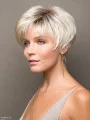 Capless Straight 4 inch Platinum Blonde Synthetic Short Wigs