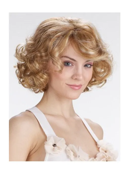 Popular Blonde Curly Chin Length Lace Front Wigs