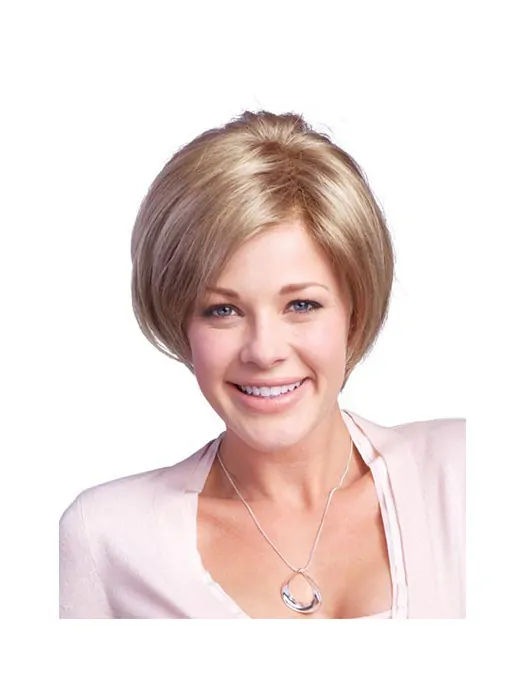 Gentle Brown Straight Chin Length Glueless Lace Front Wigs