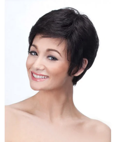 Black Straight Synthetic Radiant Short Wigs