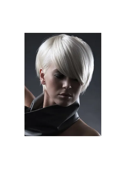 Young Fashion Sheer White Satin Short White Synthetic Wigs