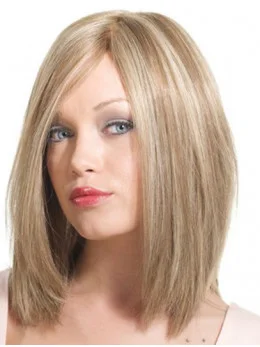 Online Blonde Monofilament Shoulder Length Remy Human Lace Wigs