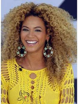 Chic Beyonce Knowles' Wig Full Lace Medium Curly Blonde Human Hair