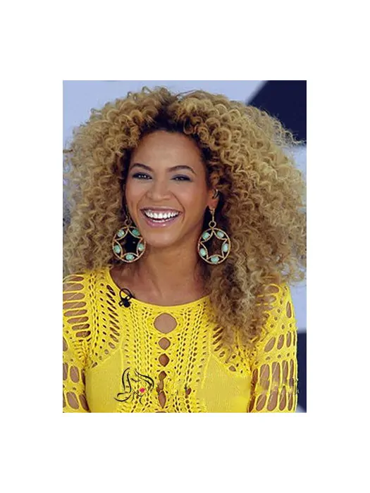 Chic Beyonce Knowles' Wig Full Lace Medium Curly Blonde Human Hair