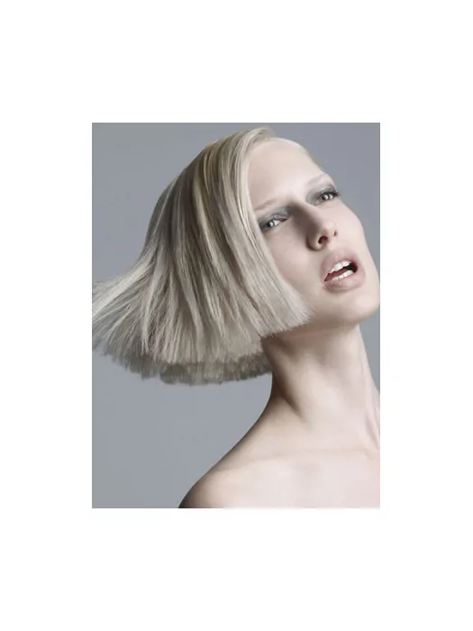 Young Fashion Platinum Blonde Chin Length Bobs Straight Wigs