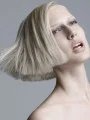 Young Fashion Platinum Blonde Chin Length Bobs Straight Wigs