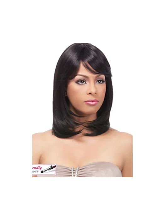 Yaki Shoulder Length Black Real Human Wigs