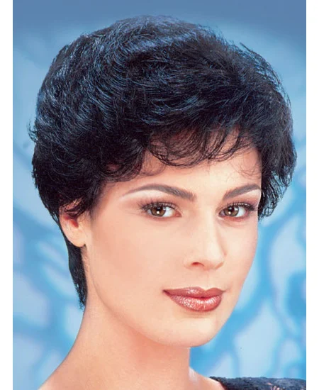 Synthetic Short Wavy Black Top Classic Wigs