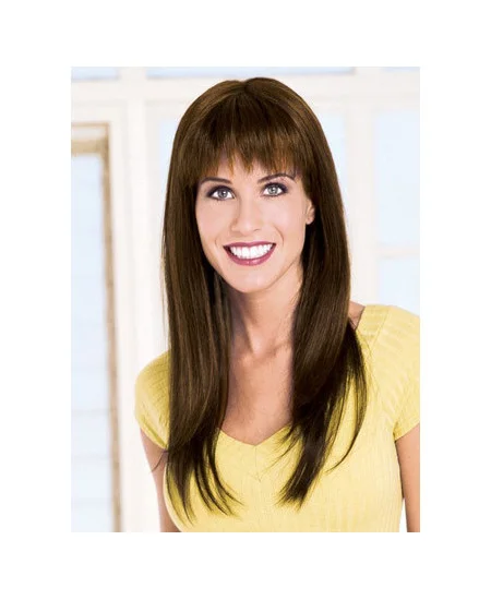 Brown Straight Remy Human Hair Gentle Long Wigs