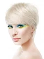 Young Fashion Platinum Blonde Short Straight Lace Front Human Wigs