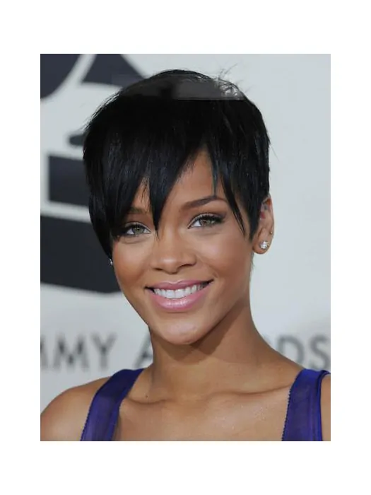 Designed Black Cropped Rihanna Wigs
