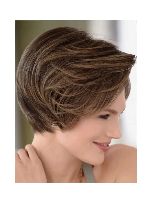 Monofilament Cosy Without Bangs Straight Wigs For Cancer