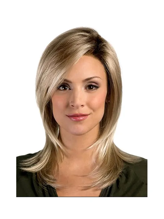 Tempting Blonde Straight Shoulder Length Synthetic Wigs