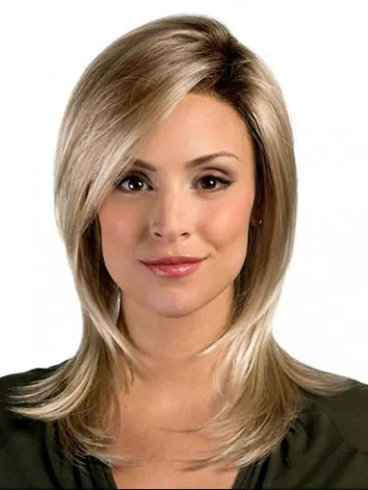 Tempting Blonde Straight Shoulder Length Synthetic Wigs