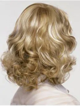 Blonde Designed Curly Synthetic Medium Wigs