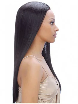 Modern Black Straight Long Remy Human Lace Wigs