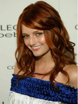 Top Shoulder Length Wavy Lace Front Copper Wigs 18  inch