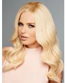 Cheap Blonde Without Bangs Wavy 16 inch Human Hair Wigs Cheap
