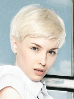 Young Fashion Platinum Blonde Short Yongthful Lace Front Human Wigs