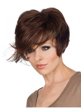 Monofilament Comfortable With Bangs Wavy Short Wigs