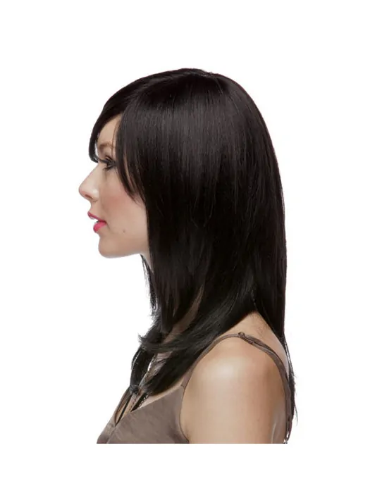 Cheap Black Straight Remy Human Hair Long Wigs