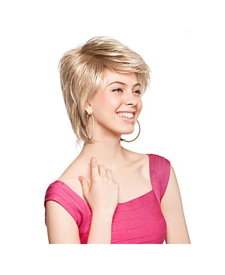 Trendy Blonde Straight Short Synthetic Wigs