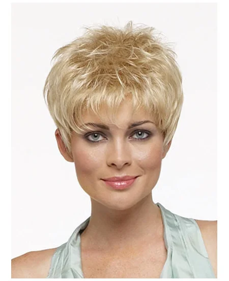Comfortable Blonde Straight Cropped Synthetic Wigs