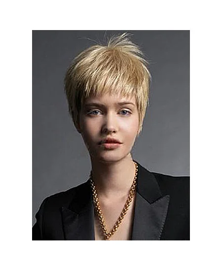 Blonde Straight Remy Human Hair High Quality Short Wigs