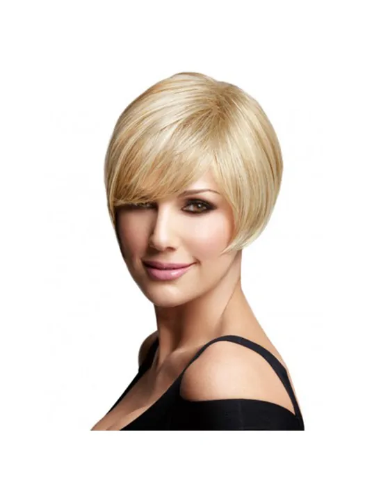 Easy Blonde Straight Chin Length Remy Human Lace Wigs