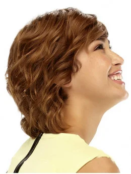 Blonde Wavy Remy Human Hair Affordable Short Wigs