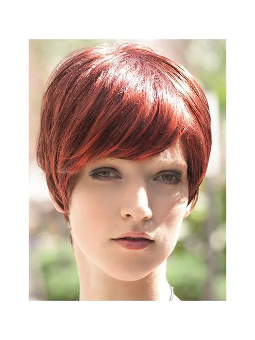 Red Affordable Boycuts Straight Short Wigs
