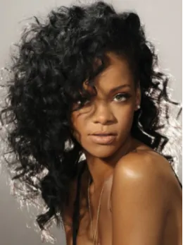 Rihanna 100 per Human Remy Hair Long Loose Curl Lace Front Wig 16  inches