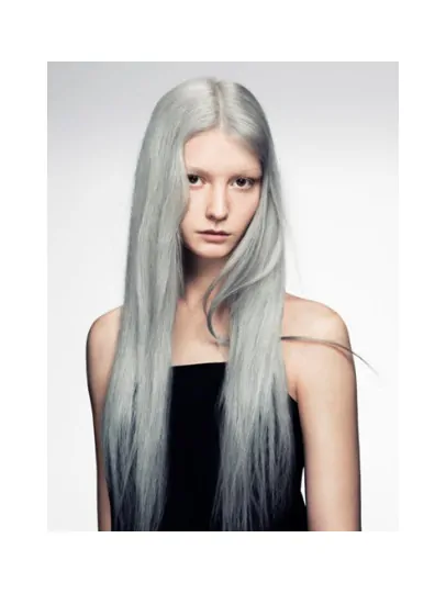 Young Fashion 24  inches Grey Straight Lace Front Wigs