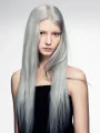 Young Fashion 24  inches Grey Straight Lace Front Wigs