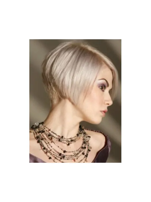 Young Fashion Platinum Blonde Short Straight Capless Synthetic Wigs