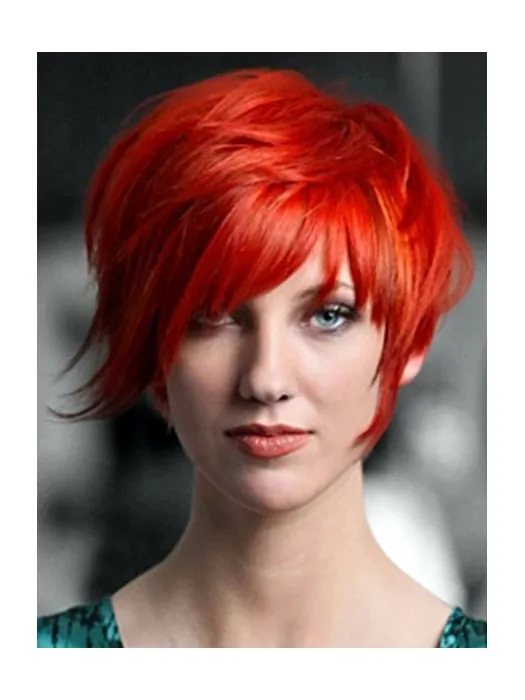 Heat Resistant Hair Red Capless Wig Short Straight