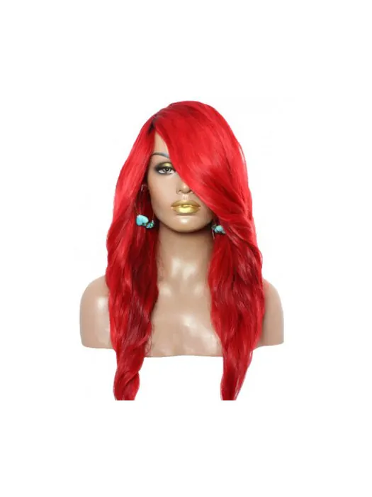 22  inches With Side Bangs Lace Front Synthetic Wigs