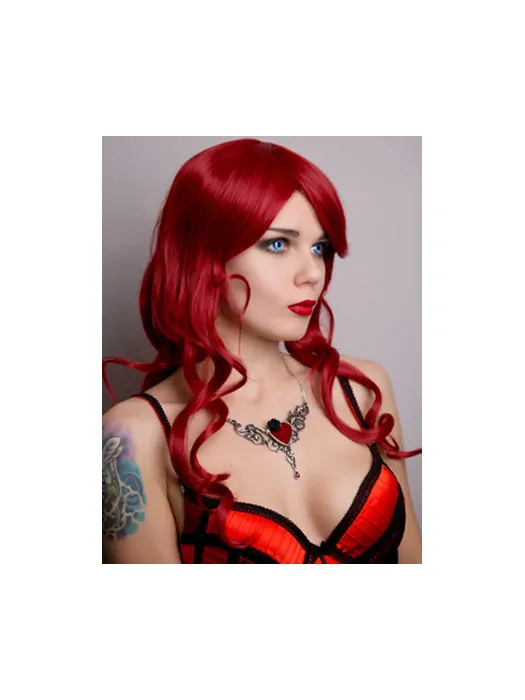Dark Red 20  inches Wavy Style Lace Front Human Wigs