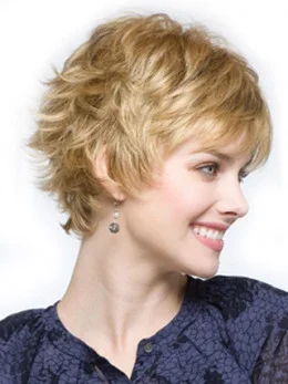 Natural Blonde Wavy Cropped Synthetic Wigs
