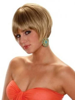 No-fuss Blonde Straight Short Synthetic Wigs
