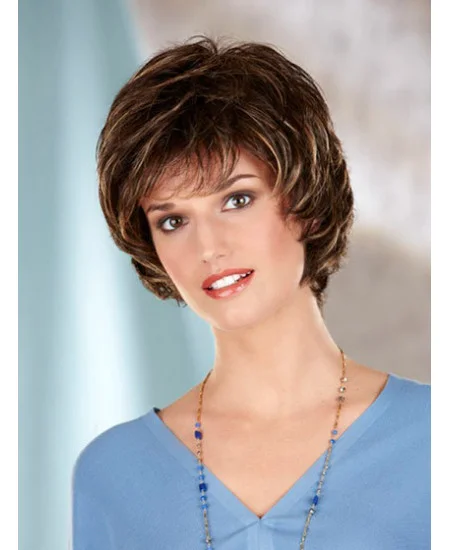 Online Brown Wavy Chin Length Classic Wigs