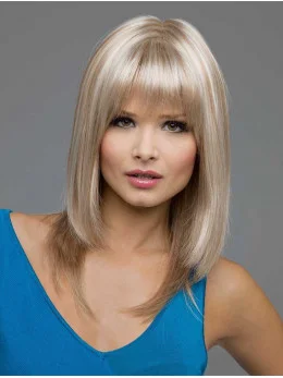 Ideal Blonde Straight Shoulder Length Lace Front Wigs
