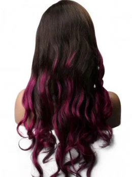 Purple Ombre Long Wavy Virgin Human Hair Full Lace Wig