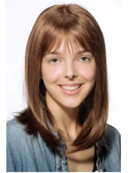 Wonderful Shoulder Length Straight Brown With Bangs High Quality Wigs