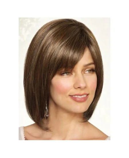 Brown Straight Synthetic Beautiful Medium Wigs