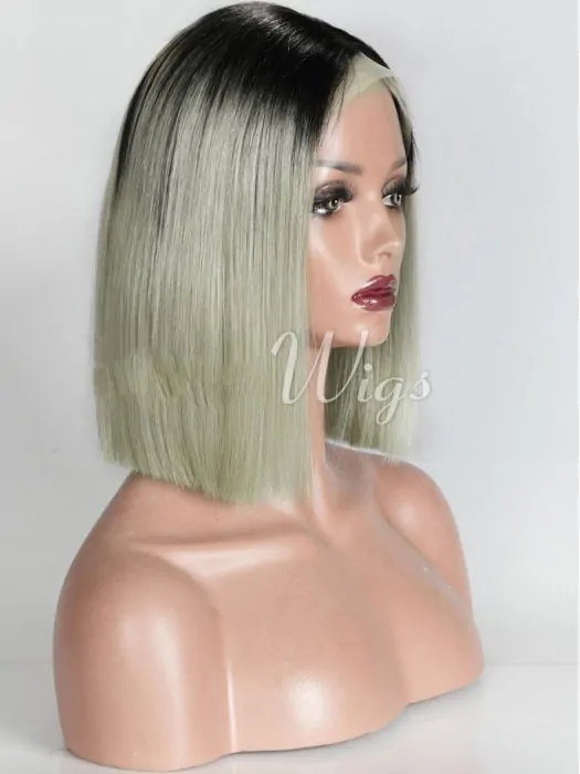 Straight Full Lace Wigs Chin Length Ombre Wigs