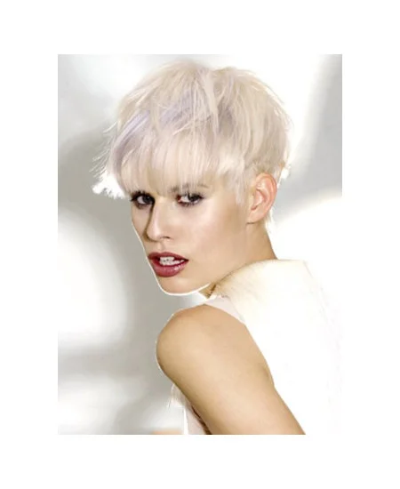 Young Fashion Platinum Blonde With Bangs Short Length Synthetic Wigs