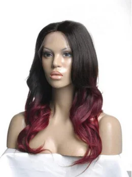 Hot Ombre Long Wavy 100 per Human Hair Full Lace Wig 20  inches