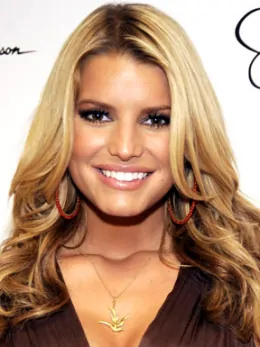Jessica Simpson effortlessly appealing 100 per human hair long wavy lace wig about 18  inches